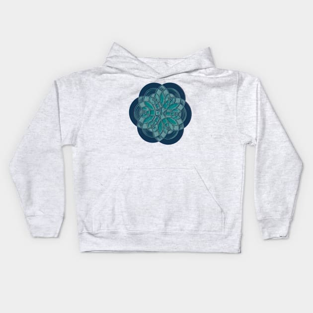 Flower Of Life Blue Green Kids Hoodie by Dual Rogue